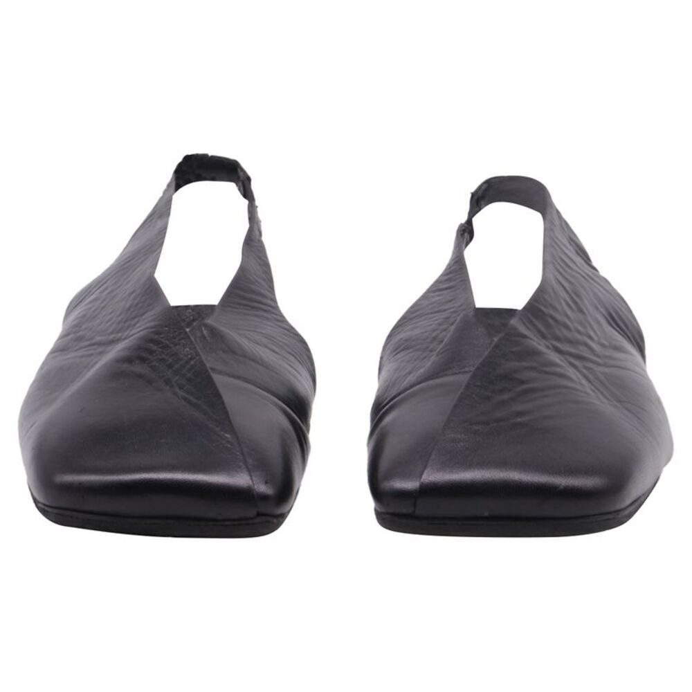 Jil Sander Square-Toe Slingback Flats in Black Leather - Picture 2 of 9